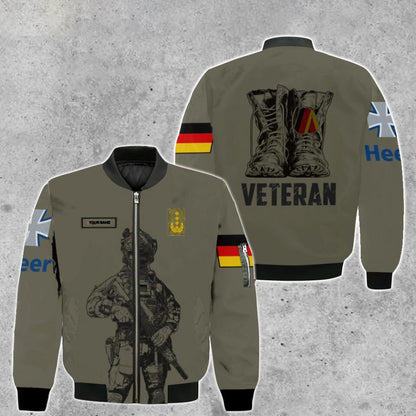 Personalisierte deutsche Soldat/Veteranen-Bomberjacke im Camouflage-Muster mit Namen und Rang, 3D-Druck – 0103230002