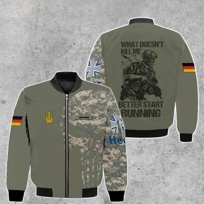 Personalisierte deutsche Soldat/Veteranen-Bomberjacke im Camouflage-Muster mit Namen und Rang, 3D-Druck – 0103230001