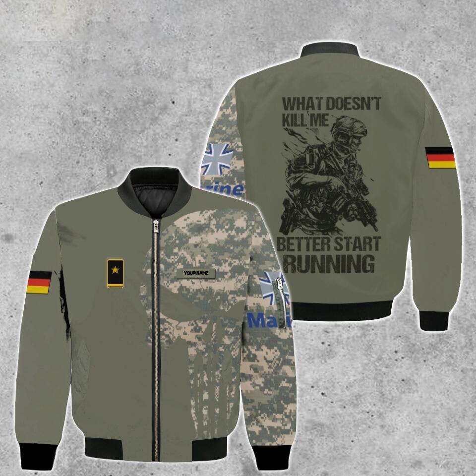 Personalisierte deutsche Soldat/Veteranen-Bomberjacke im Camouflage-Muster mit Namen und Rang, 3D-Druck – 0103230001