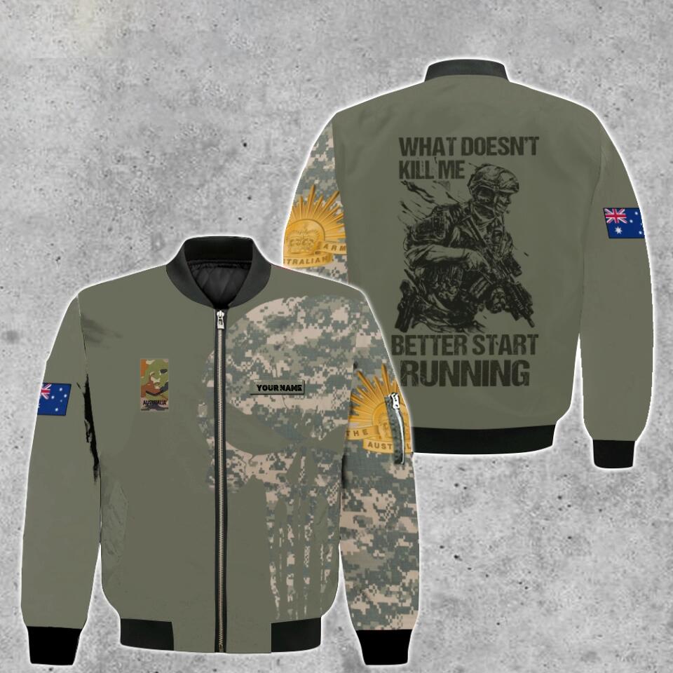 Blouson aviateur personnalisé avec camouflage pour soldat/vétéran australien, avec nom et grade, imprimé en 3D - 0103230001