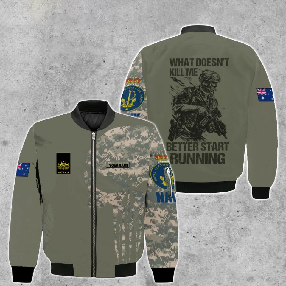 Personalisierte Bomberjacke für australische Soldaten/Veteranen im Camouflage-Muster mit Namen und Rang, 3D-Druck – 0103230001