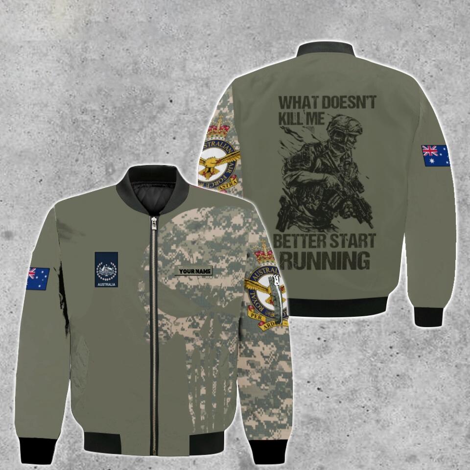 Blouson aviateur personnalisé avec camouflage pour soldat/vétéran australien, avec nom et grade, imprimé en 3D - 0103230001