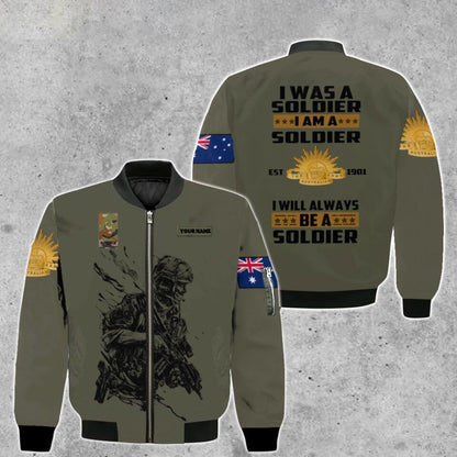 Personalized Australian Solider/ Veteran Camo With Name And Rank Bomber Jacket 3D Printed - 0103230003