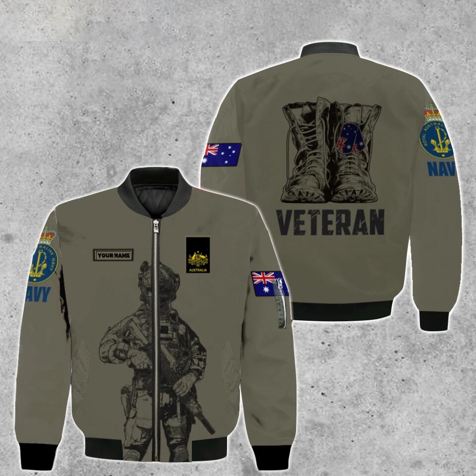 Personalisierte Bomberjacke für australische Soldaten/Veteranen im Camouflage-Muster mit Namen und Rang, 3D-Druck – 0103230002