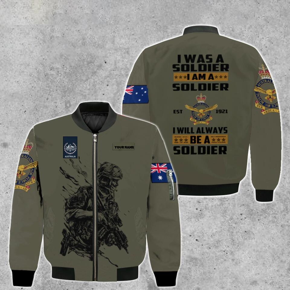 Blouson aviateur personnalisé avec camouflage pour soldat/vétéran australien, avec nom et grade, imprimé en 3D - 0103230003