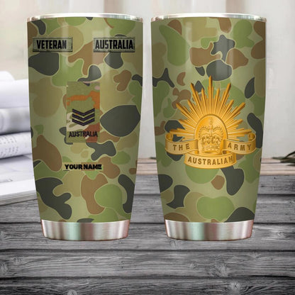 Personalized Australian Veteran/ Soldier With Rank And Name Camo Tumbler All Over Printed 0302240004