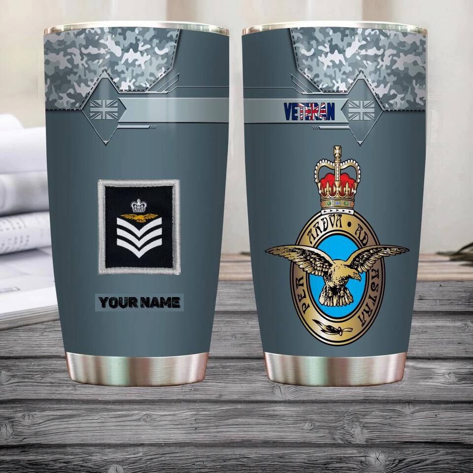 Personalized United Kingdom Veteran/ Soldier With Rank And Name Camo Tumbler All Over Printed 0202240001