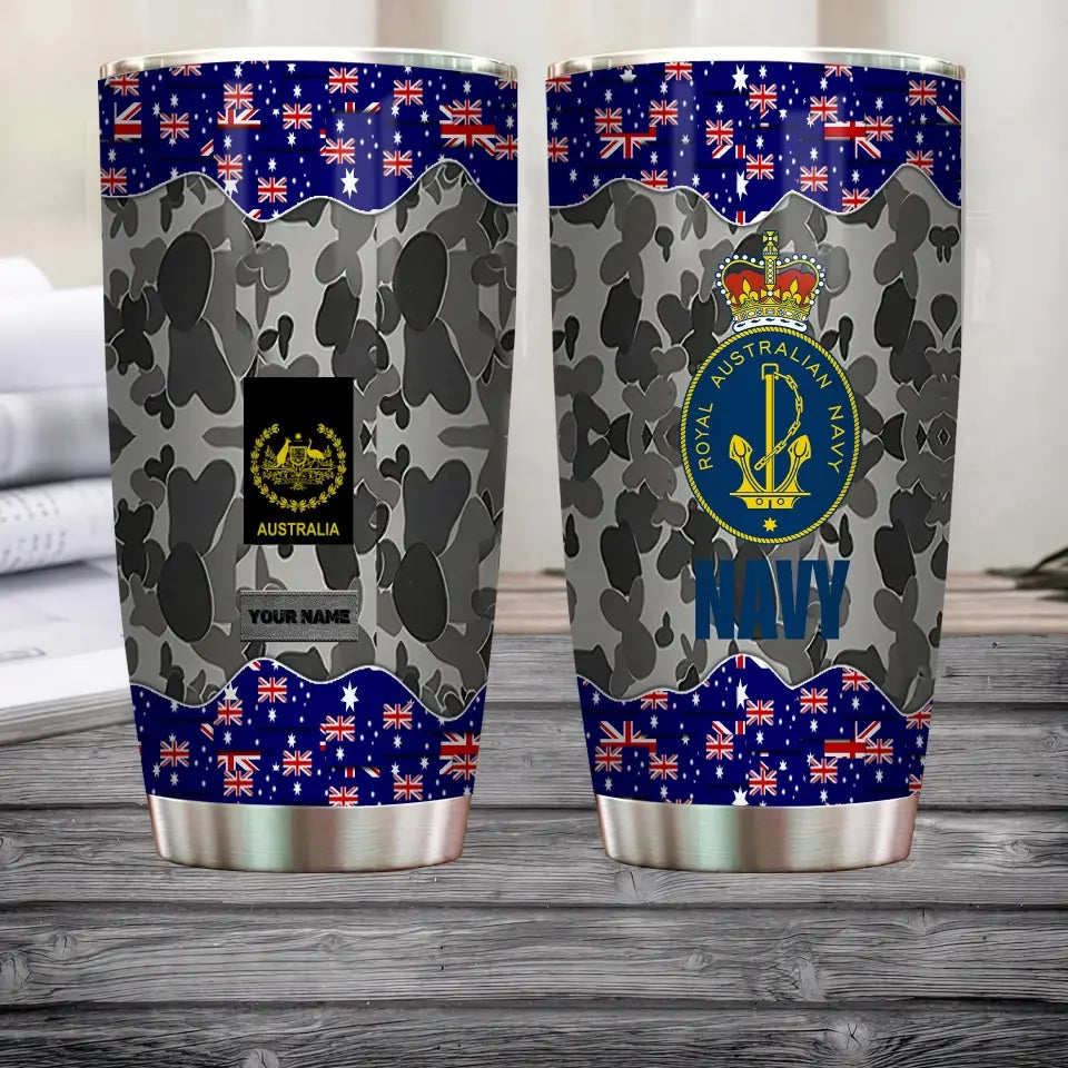 Personalized Australian Veteran/ Soldier With Rank And Name Camo Tumbler All Over Printed 0302240023