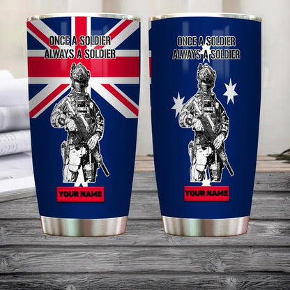 Personalisierter australischer Veteran/Soldat mit Rang und Namen, Camouflage-Becher, komplett bedruckt 0302240013