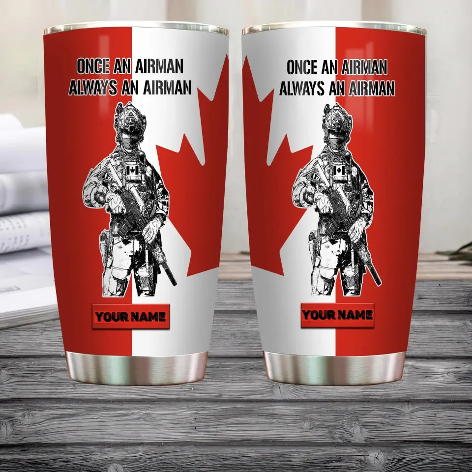 Personalized Canadian Veteran/ Soldier With Rank And Name Camo Tumbler All Over Printed - 1707091211