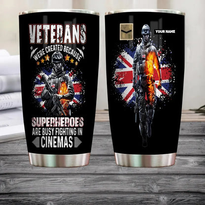 Personalisierter britischer Veteran/Soldat mit Rang und Namen, Camouflage-Becher, komplett bedruckt, 0202240001