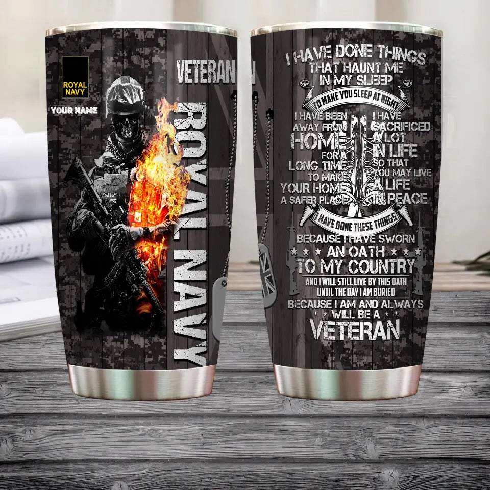 Personalisierter britischer Veteran/Soldat mit Rang und Namen, Camouflage-Becher, komplett bedruckt, 0202240022