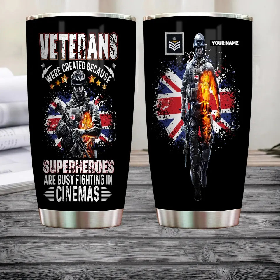 Personalisierter britischer Veteran/Soldat mit Rang und Namen, Camouflage-Becher, komplett bedruckt, 0202240001