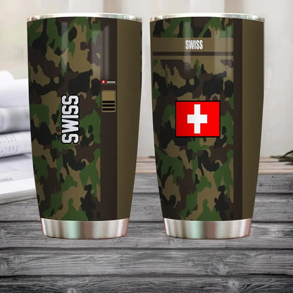 Personalisierter Schweizer Veteran/Soldat mit Rang und Namen, Camouflage-Becher, komplett bedruckt – 1804230006