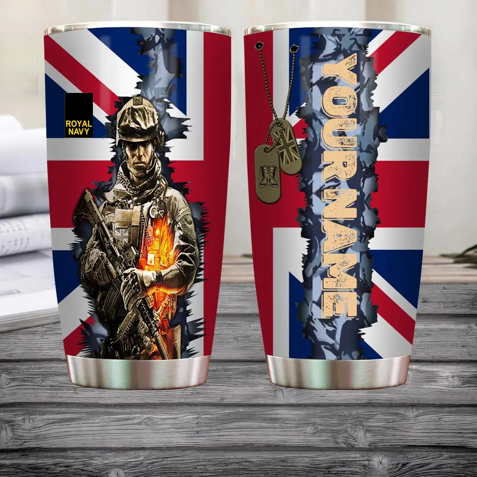 Personalisierter britischer Veteran/Soldat mit Rang und Namen, Camouflage-Becher, komplett bedruckt 0202240021