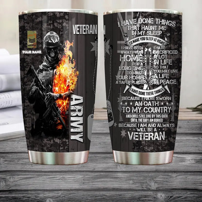 Verre personnalisé à motif camouflage pour vétéran/soldat australien avec rang et nom, imprimé sur toute la surface 0302240009