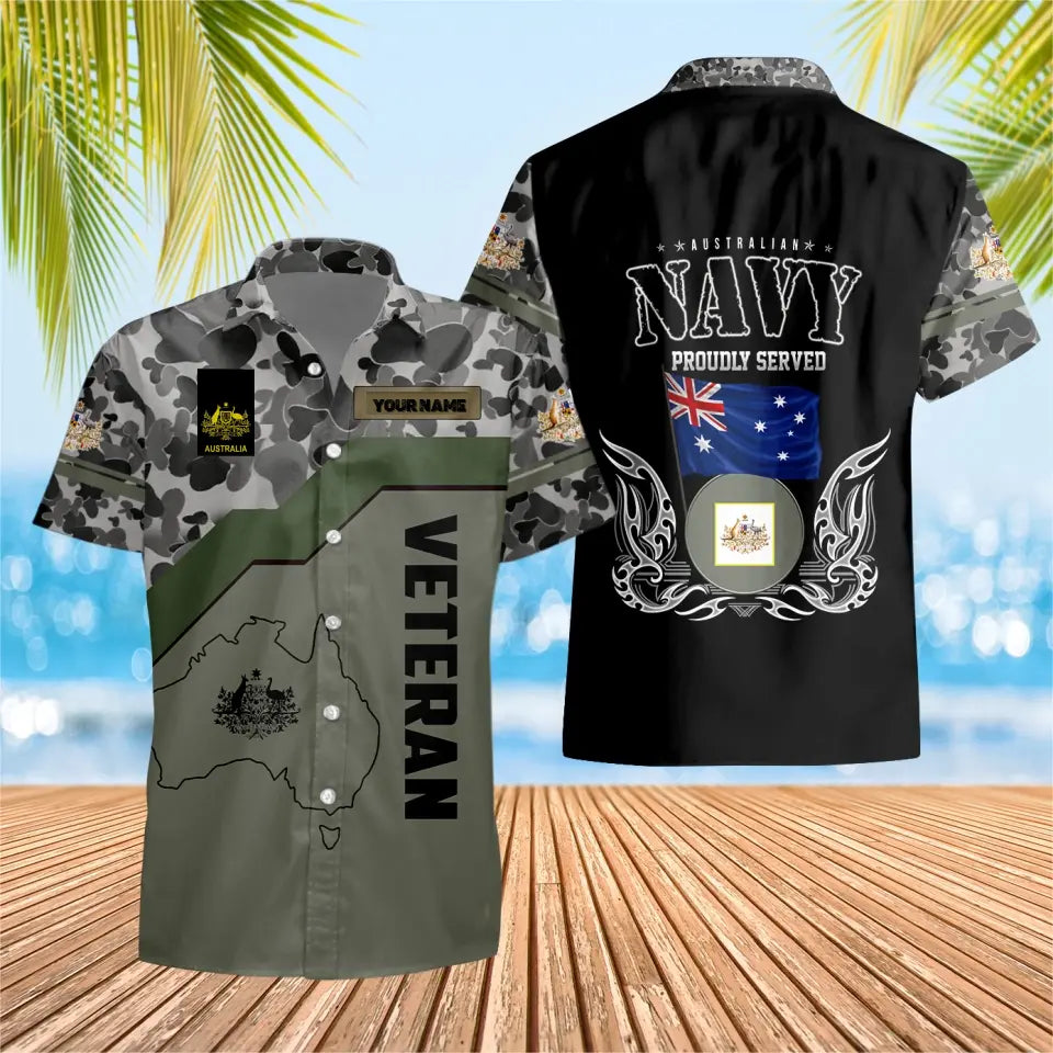 Personalisiertes australisches Soldaten-/Veteranen-Tarnhemd mit Namen und Rang, Hawaii-Hemd, 3D-Druck – 0604230001