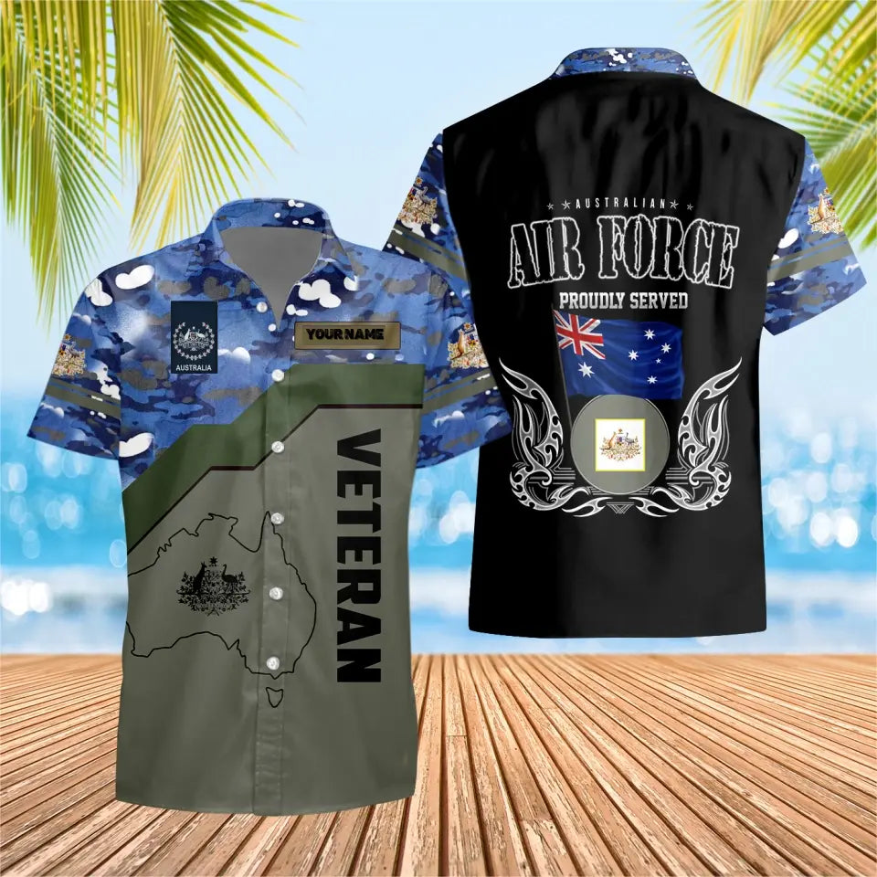 Personalisiertes australisches Soldaten-/Veteranen-Tarnhemd mit Namen und Rang, Hawaii-Hemd, 3D-Druck – 0604230001