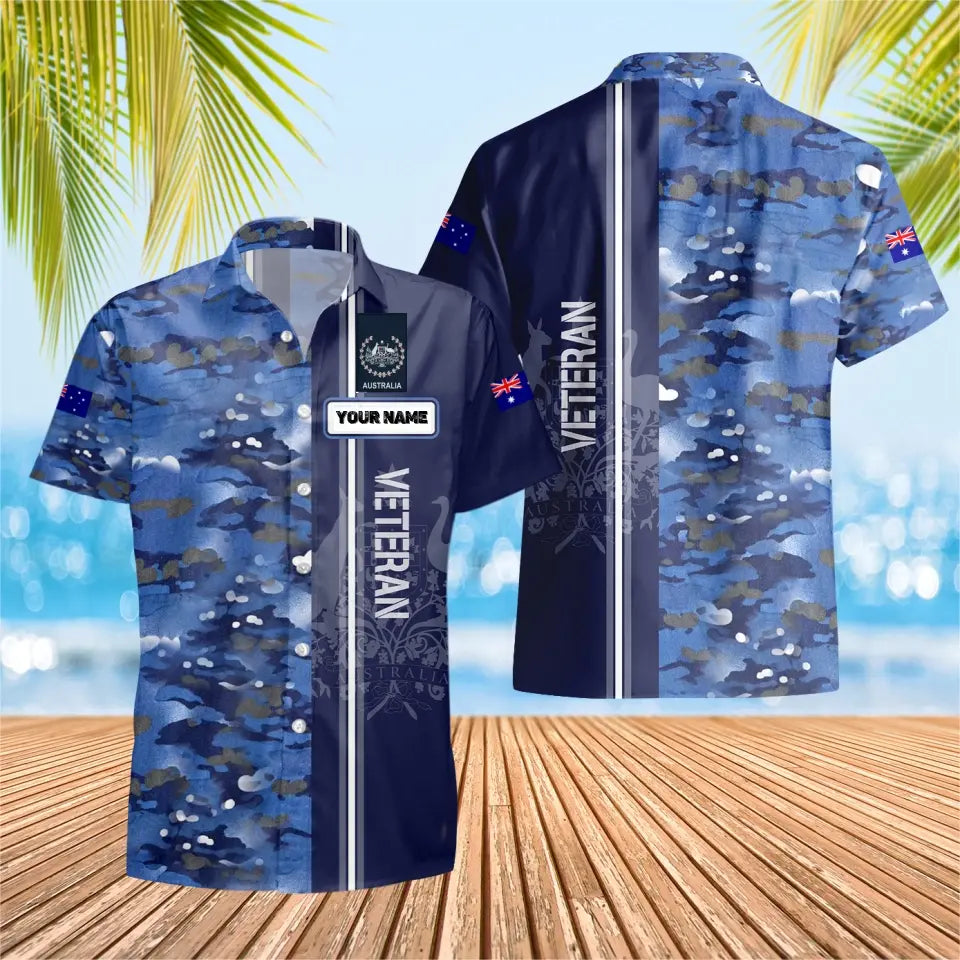 Personalisiertes australisches Soldaten-/Veteranen-Tarnhemd mit Namen und Rang, Hawaii-Hemd, 3D-Druck – 0604230006