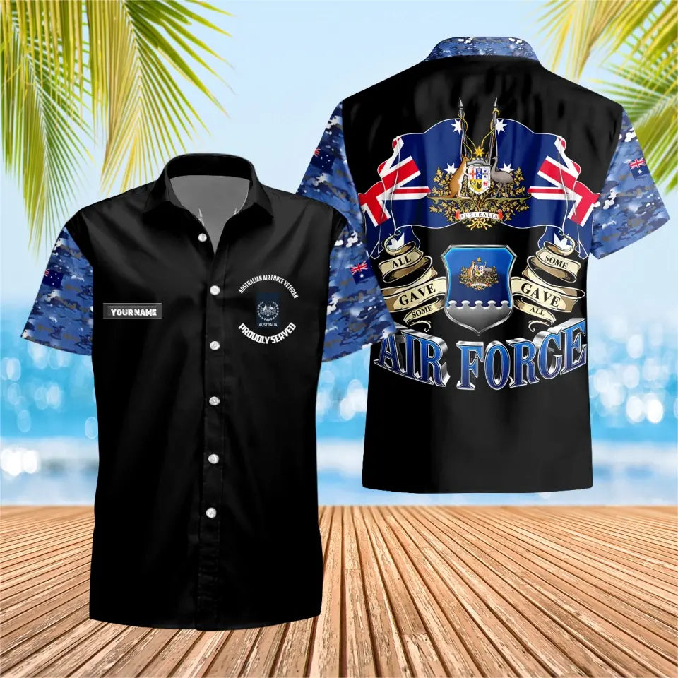 T-shirt Hawaïen personnalisé avec camouflage de soldat/vétéran australien avec nom et grade imprimé en 3D - 0604230008