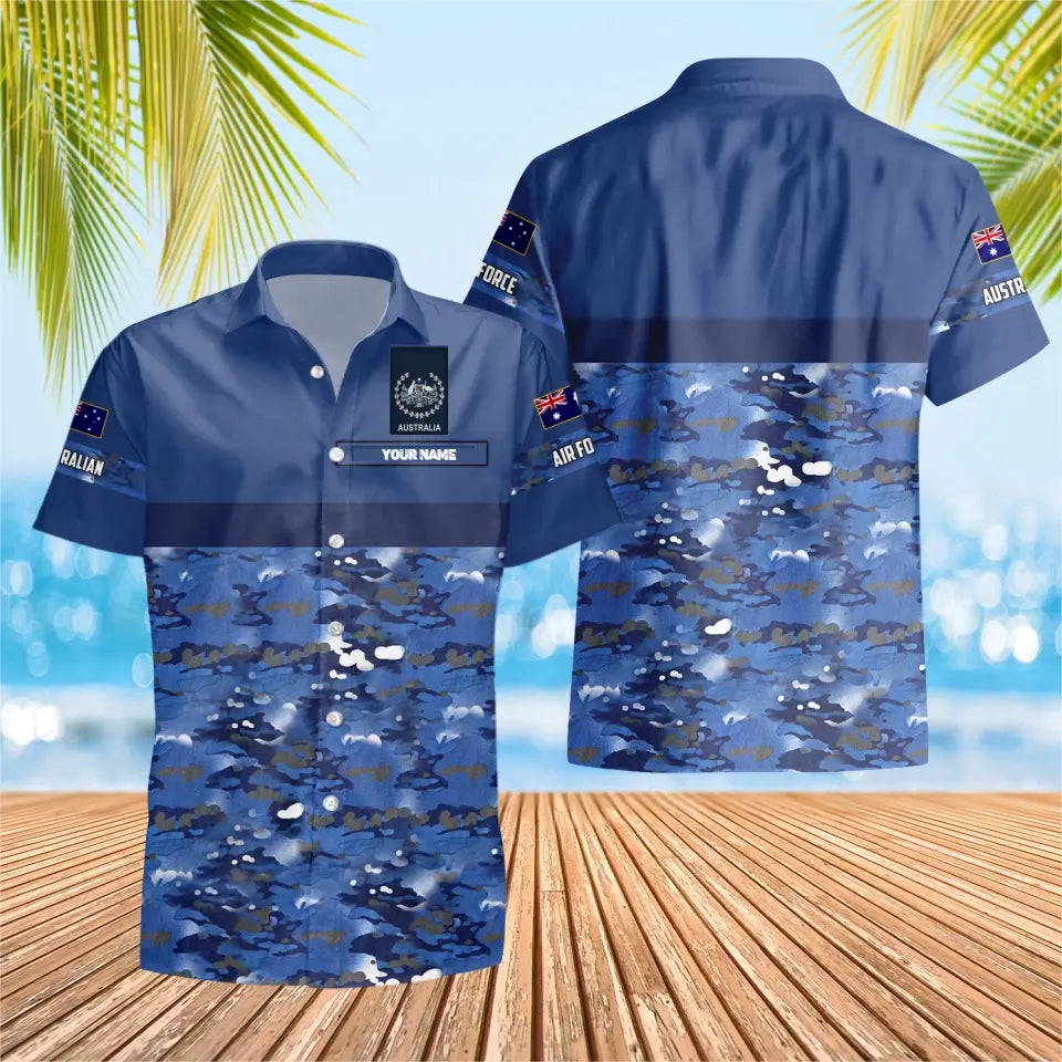 Personalisiertes australisches Soldaten-/Veteranen-Tarnhemd mit Namen und Rang, Hawaii-Hemd, 3D-Druck – 0604230010