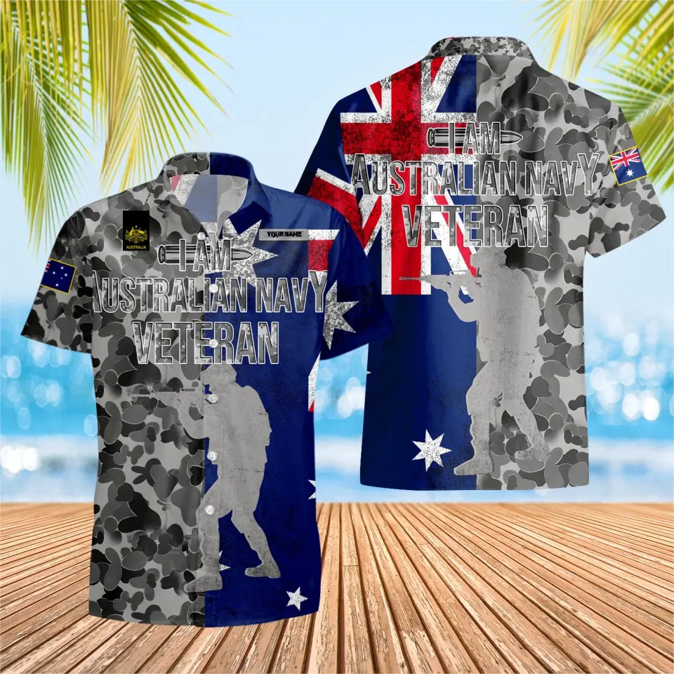 Personalisiertes australisches Soldaten-/Veteranen-Tarnhemd mit Namen und Rang, Hawaii-Hemd, 3D-Druck – 0604230007