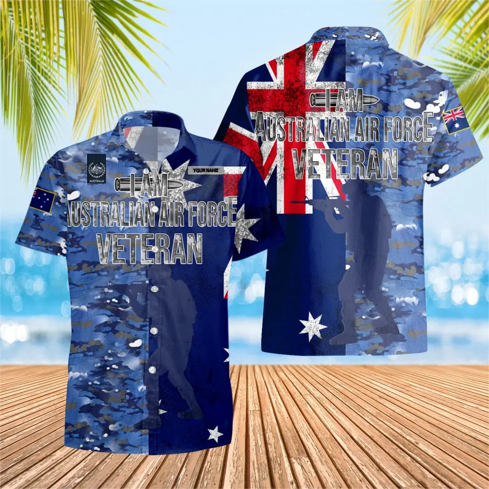 Personalisiertes australisches Soldaten-/Veteranen-Tarnhemd mit Namen und Rang, Hawaii-Hemd, 3D-Druck – 0604230007