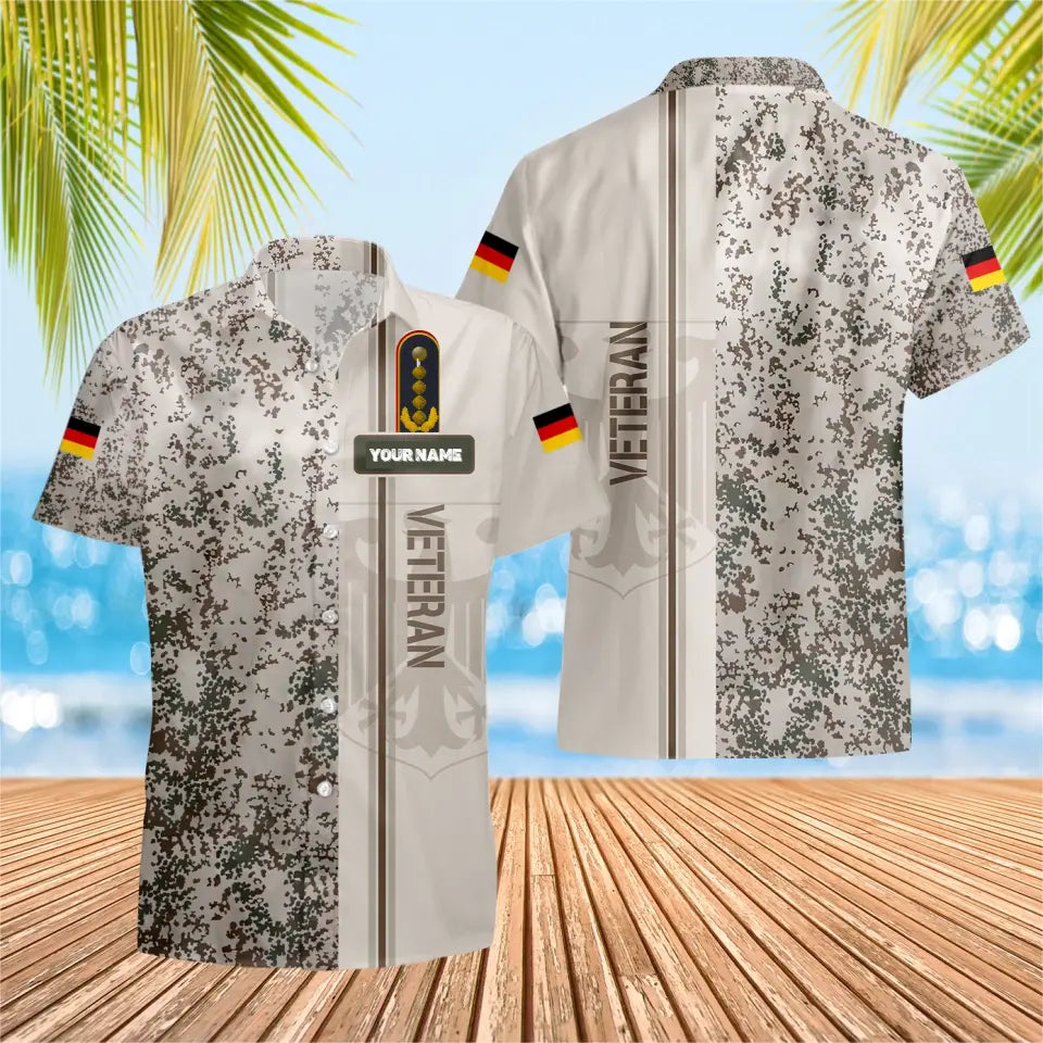 Personalisiertes deutsches Soldaten-/Veteranen-Tarnhemd mit Namen und Rang, Hawaii-Hemd, 3D-Druck – 0604230005