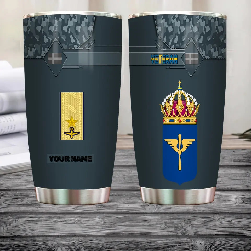 Personalized Swedish Veteran/Soldier With Rank And Name Camo Tumbler All Over Printed - 3004230001