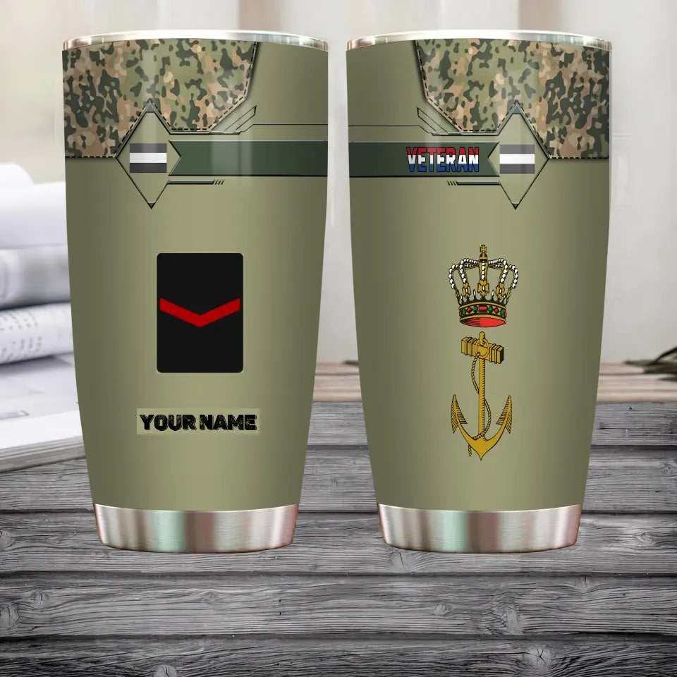 Personalized Netherlandish Veteran/Soldier With Rank And Name Camo Tumbler All Over Printed - 3004230001