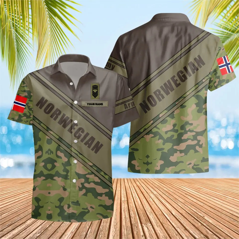 Personalized Norway Solider/ Veteran Camo With Name And Rank Hawaii Shirt 3D Printed - 3004230001