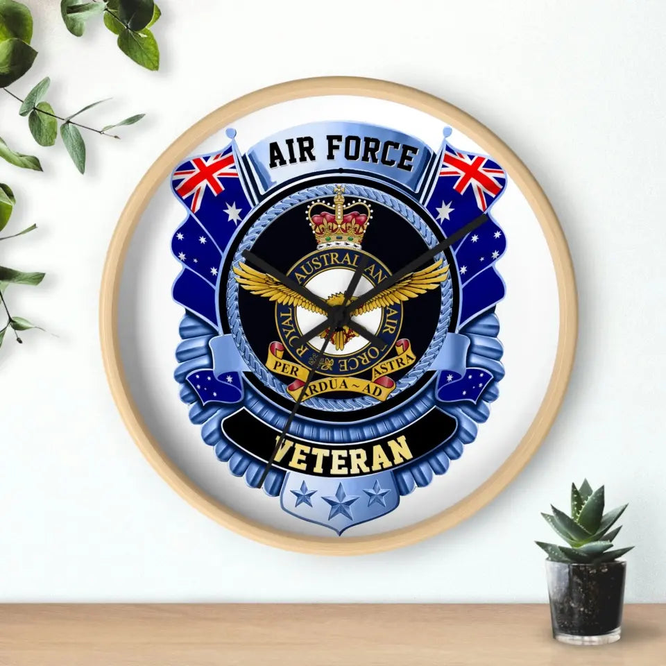 Horloge en bois personnalisée avec motif camouflage pour soldat/vétéran australien - 0102240008