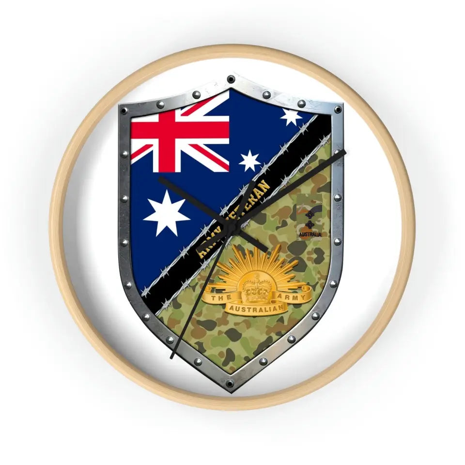 Personalized Rank Australian Soldier/Veterans Camo Wooden Clock - 0102240015