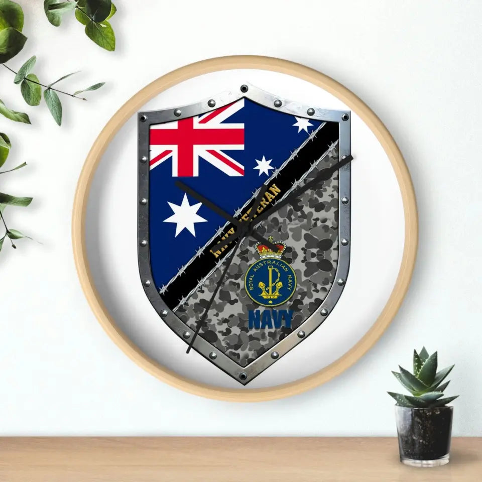 Horloge en bois personnalisée avec motif camouflage pour soldat/vétéran australien - 0102240015