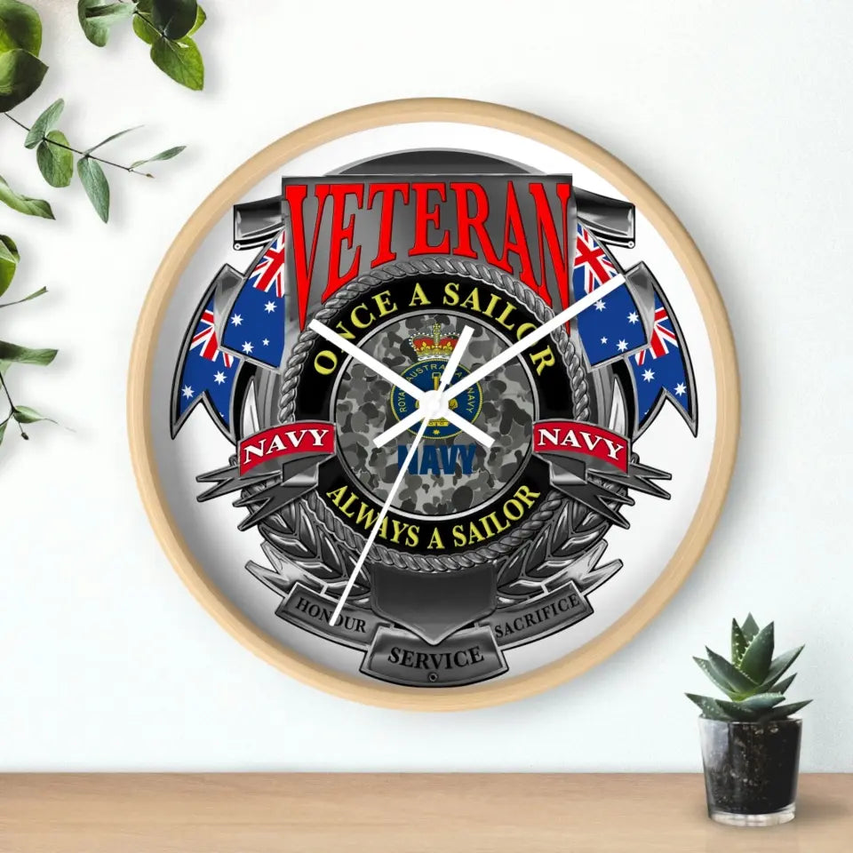 Horloge en bois personnalisée avec motif camouflage pour soldat/vétéran australien - 0102240014