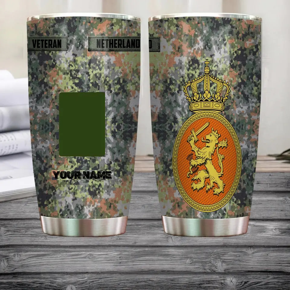 Personalized Netherlandish Veteran/Soldier With Rank And Name Camo Tumbler All Over Printed - 3004230002