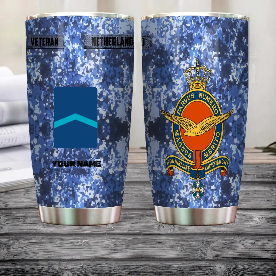 Verre à vin personnalisé avec motif camouflage pour vétéran/soldat néerlandais avec rang et nom - 3004230002