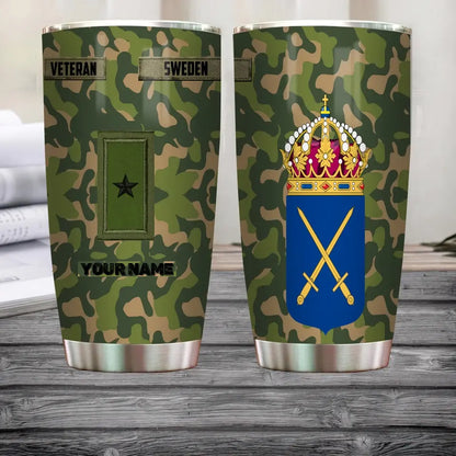 Verre à vin personnalisé avec motif camouflage, vétéran/soldat suédois, avec rang et nom, imprimé sur toute la surface - 3004230002