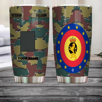 Personalisierter belgischer Veteran/Soldat mit Rang und Namen, Camouflage-Becher, komplett bedruckt – 3004230002