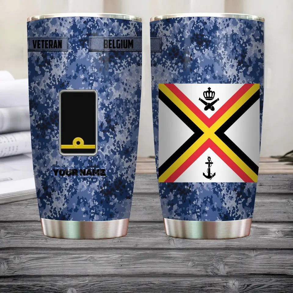 Personalized Belgian Veteran/Soldier With Rank And Name Camo Tumbler All Over Printed - 3004230002