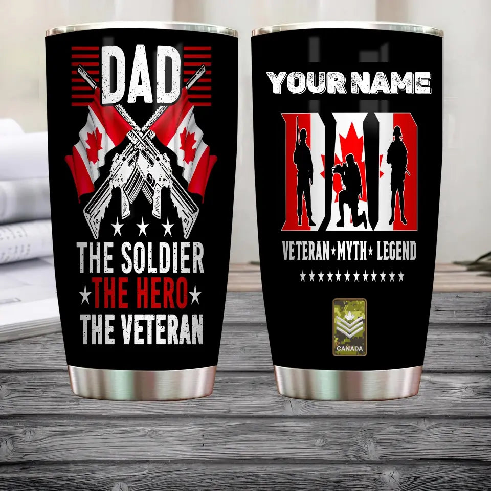 Personalized Canadian Veteran/ Soldier With Rank And Name Camo Tumbler All Over Printed - 1707091222