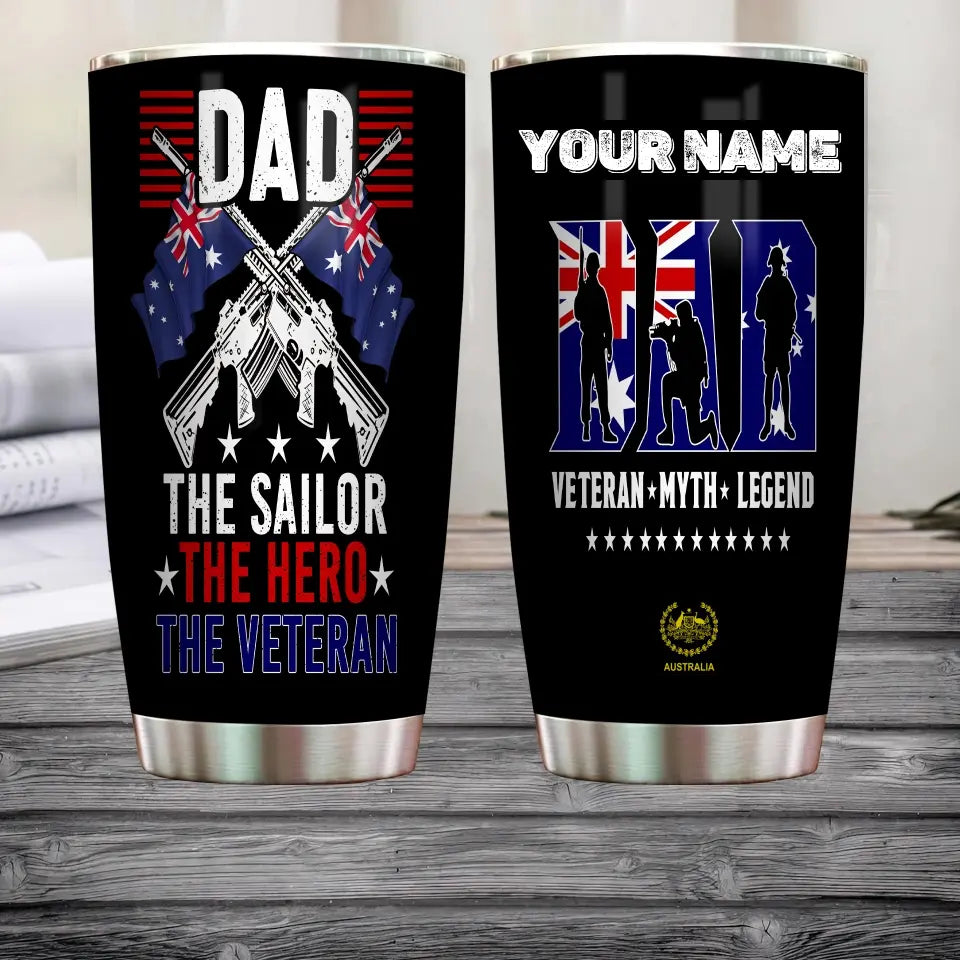 Personalisierter australischer Veteran/Soldat mit Rang und Namen, Camouflage-Becher, komplett bedruckt 0302240021