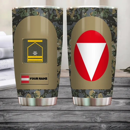 Personalisierter österreichischer Veteran/Soldat mit Rang und Namen, Camouflage-Becher, komplett bedruckt – 3004230003