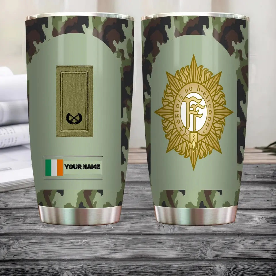 Personalized Irish Veteran/Soldier With Rank And Name Camo Tumbler All Over Printed - 3004230003