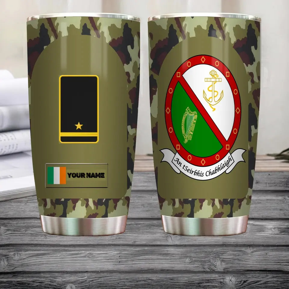 Verre à vin personnalisé avec motif camouflage pour vétéran/soldat irlandais avec rang et nom - 3004230003