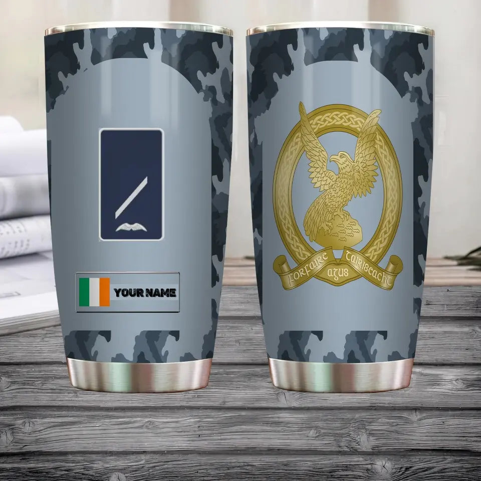 Verre à vin personnalisé avec motif camouflage pour vétéran/soldat irlandais avec rang et nom - 3004230003