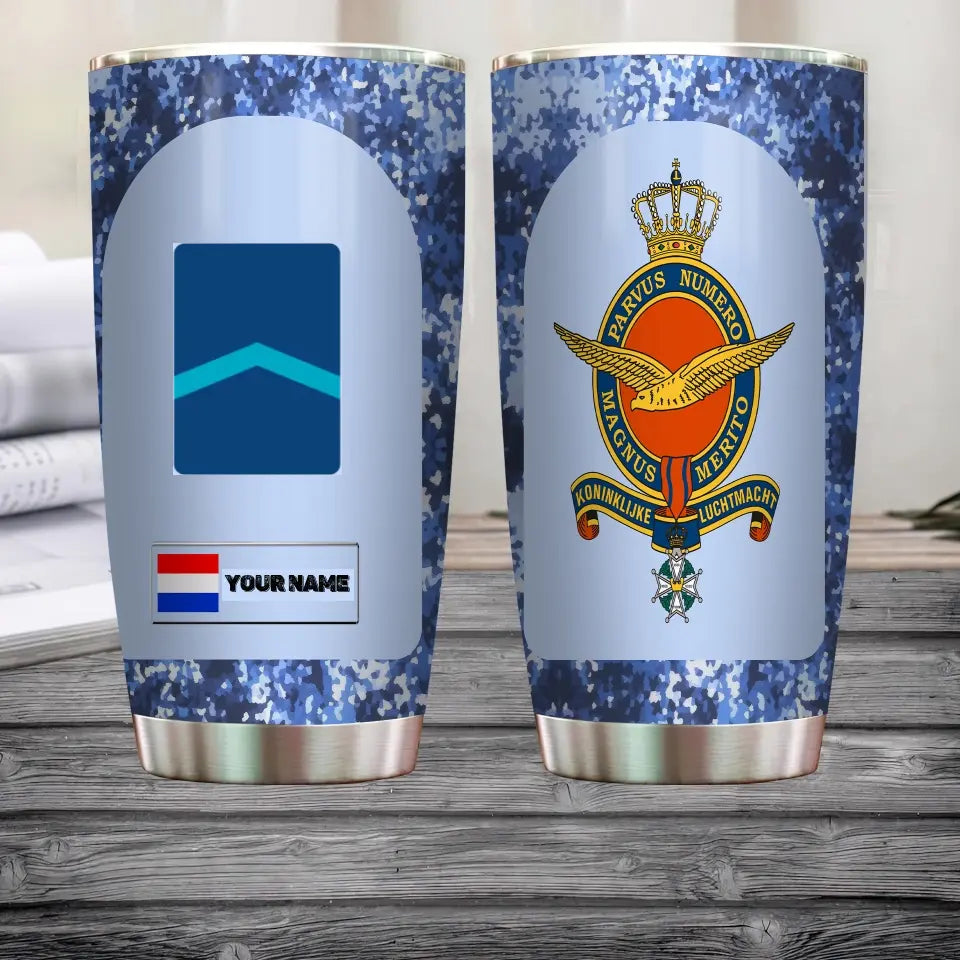 Personalisierter niederländischer Veteran/Soldat mit Rang und Namen, Camouflage-Becher, komplett bedruckt – 3004230003