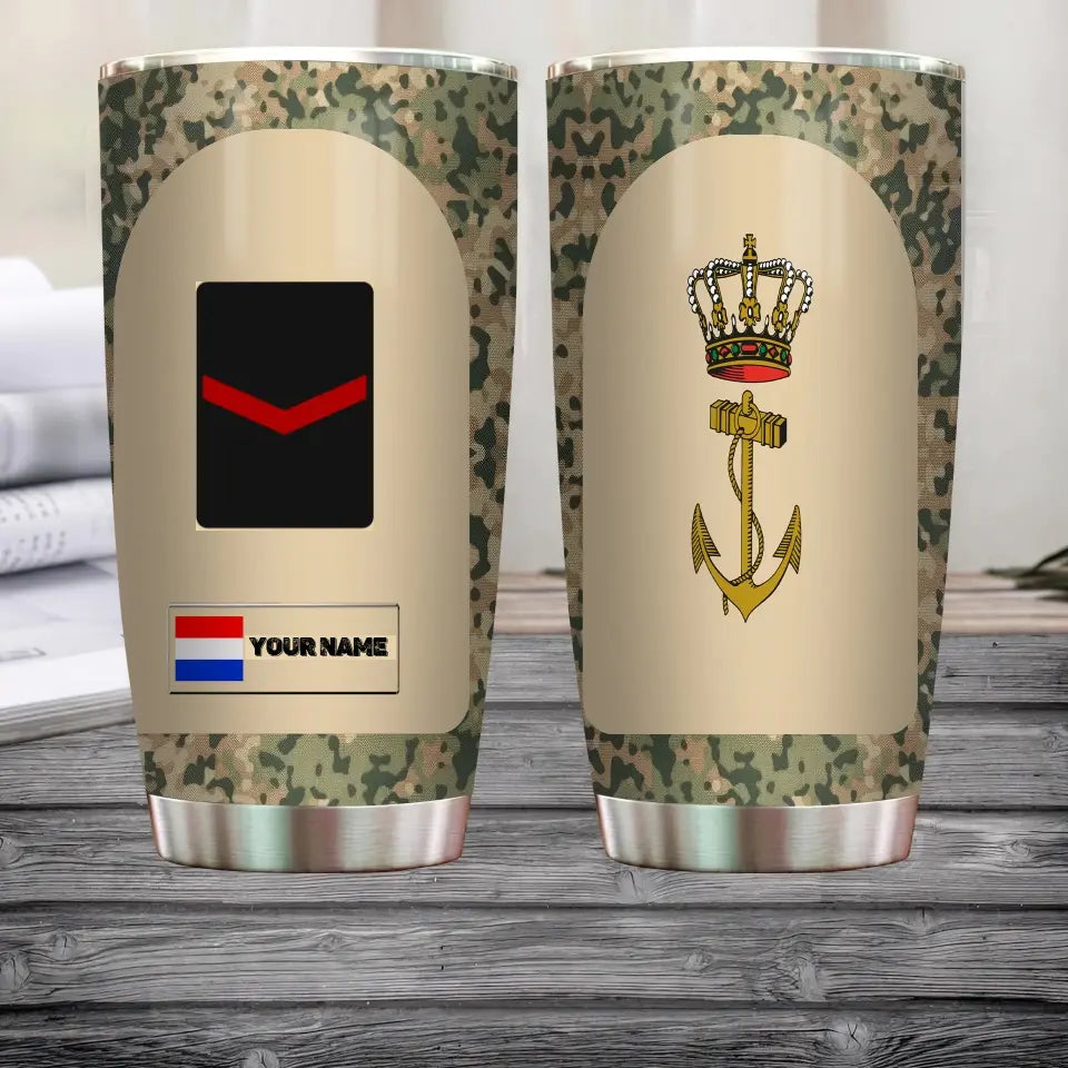 Verre à vin personnalisé avec motif camouflage pour vétéran/soldat néerlandais avec rang et nom - 3004230003