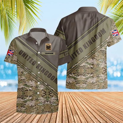 Personalized UK Solider/ Veteran Camo With Name And Rank Hawaii Shirt 3D Printed - 3004230001