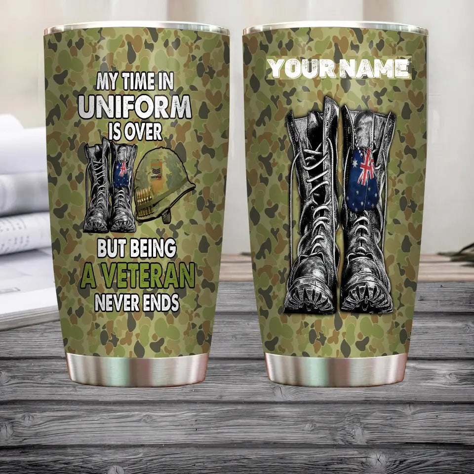 Personalized Australian Veteran/ Soldier With Rank And Name Camo Tumbler All Over Printed 0302240019